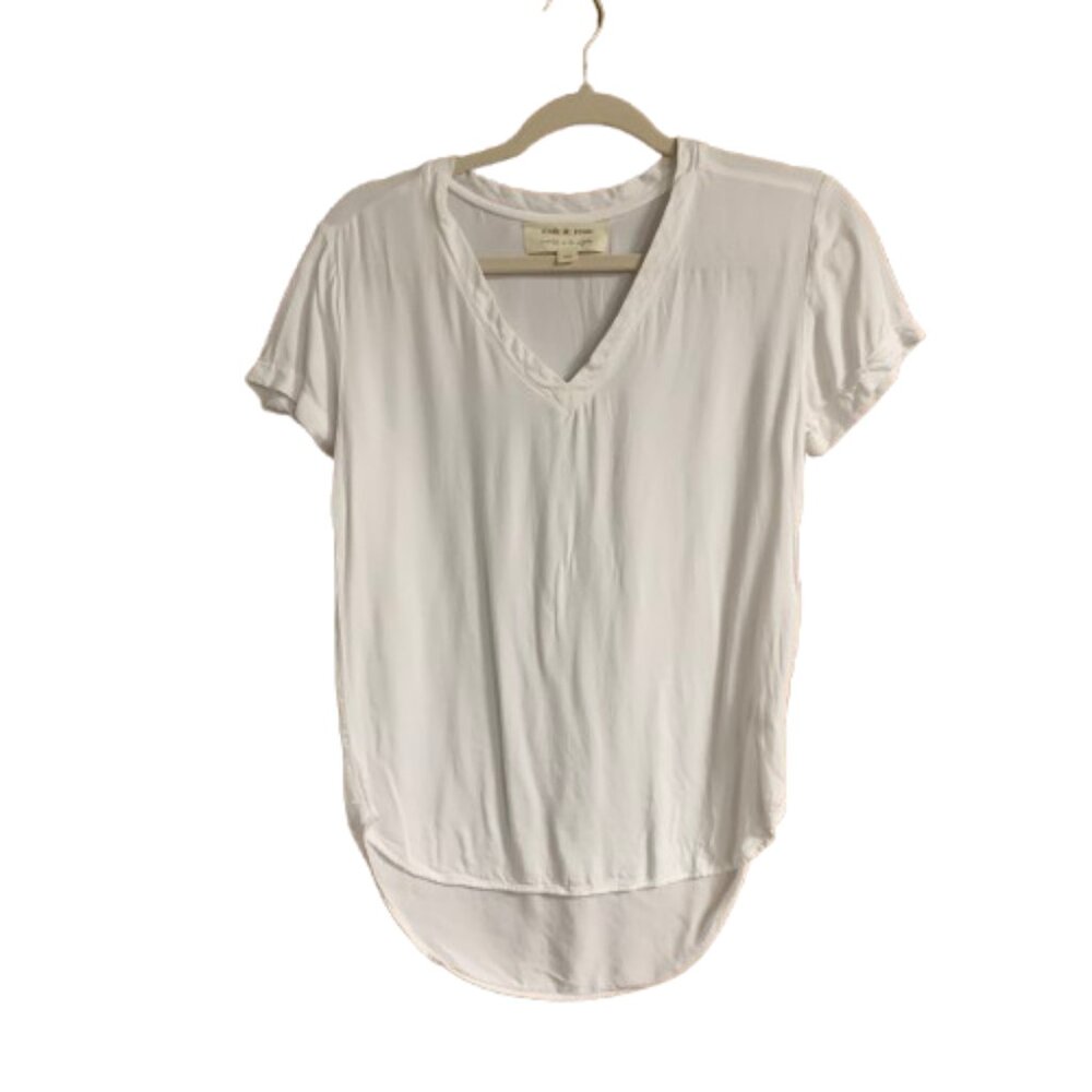Cloth & Stone White Women's 100% Rayon V-Neck X-Small Lightweight Blouse Top EUC